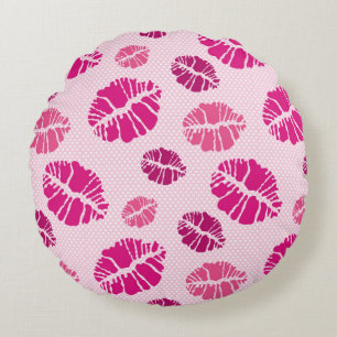 Lipstick Kiss Shape Print Patroon Rond Kussen