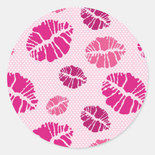 Lipstick Kiss Shape Print Patroon Ronde Sticker