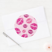 Lipstick Kiss Shape Print Patroon Ronde Sticker (Envelop)