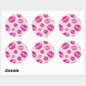 Lipstick Kiss Shape Print Patroon Ronde Sticker (Vel)