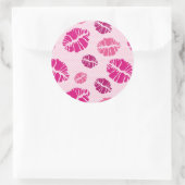 Lipstick Kiss Shape Print Patroon Ronde Sticker (Tas)
