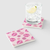 Lipstick Kiss Shape Print Patroon Stenen Onderzetter (Zijkant)