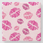 Lipstick Kiss Shape Print Patroon Stenen Onderzetter (Voorkant)