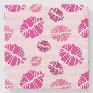 Lipstick Kiss Shape Print Patroon Stenen Onderzetter