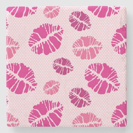 Lipstick Kiss Shape Print Patroon Stenen Onderzetter (Voorkant)