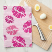 Lipstick Kiss Shape Print Patroon Theedoek (Quarter Fold)