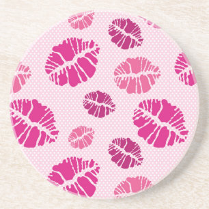 Lipstick Kiss Shape Print Patroon Zandsteen Onderzetter