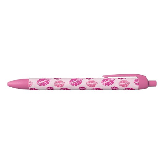 Lipstick Kiss Shape Print Patroon Zwarte Inkt Pen (Bovenkant)