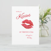 Lipstick Kiss Valentijnsdag Card Feestdagenkaart (Staand voorkant)