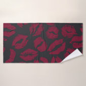 Lipstick Kisses: Donkerrode opdrukken Badhanddoek (Badhanddoek)