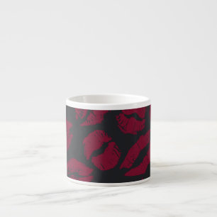 Lipstick Kisses: Donkerrode opdrukken Espresso Kop