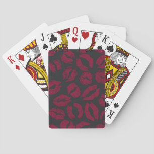 Lipstick Kisses: Donkerrode opdrukken Pokerkaarten