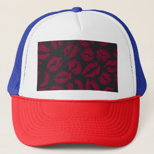 Lipstick Kisses: Donkerrode opdrukken Trucker Pet