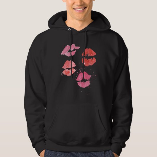 Lipstick Kisses for Valentines Day Hoodie (Voorkant)