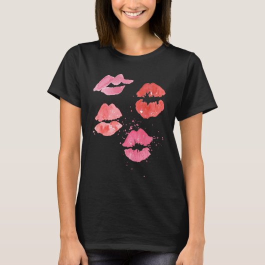 Lipstick Kisses for Valentines Day T-shirt (Voorkant)