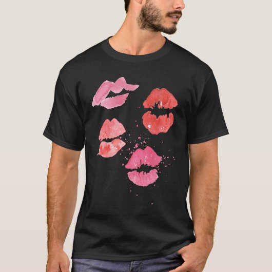 Lipstick Kisses for Valentines Day T-shirt (Voorkant)