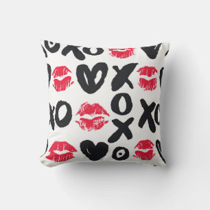 Lipstick Kisses Harten Naadloze Achtergrond Kussen