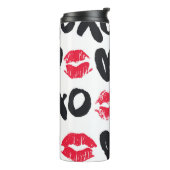 Lipstick Kisses Harten Naadloze Achtergrond Thermosbeker (Gedraaid links)