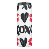 Lipstick Kisses Harten Naadloze Achtergrond Thermosbeker (Achterkant)