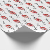 Lipstick Kisses over Happy Birthday Cadeaupapier (Hoek)