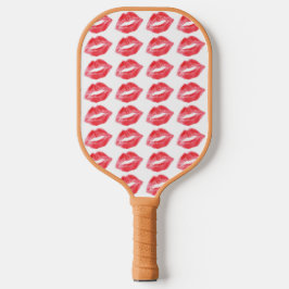 Lipstick kisses pickleball paddle
