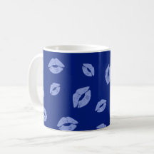 Lipstick Kisses Seamless Pattern - Blue Tones