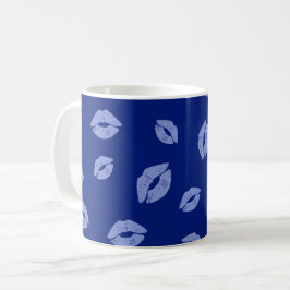 Lipstick Kisses Seamless Pattern - Blue Tones Koffiemok