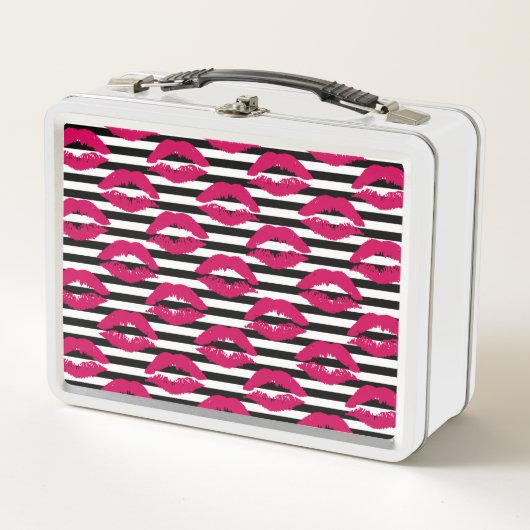 Lipstick Kus B&W Striped Patroon (Voorkant)
