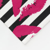 Lipstick Kus B&W Striped Patroon Fleece Deken (Hoek)