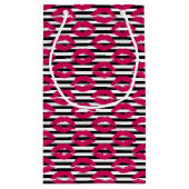 Lipstick Kus B&W Striped Patroon Klein Cadeauzakje (Achterkant)