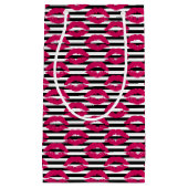 Lipstick Kus B&W Striped Patroon Klein Cadeauzakje (Voorkant)