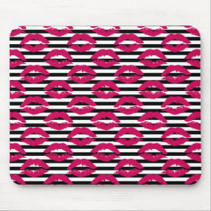 Lipstick Kus B&W Striped Patroon Muismat