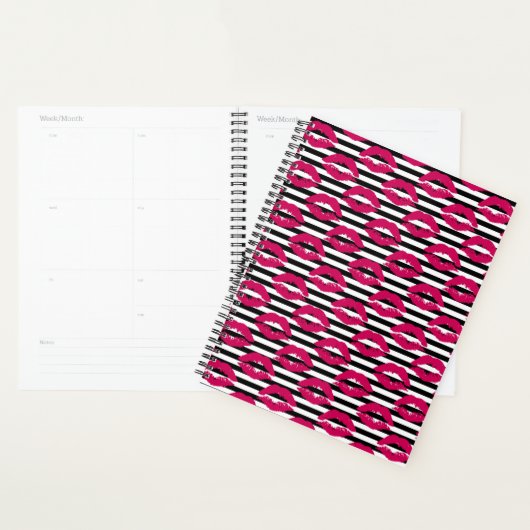 Lipstick Kus B&W Striped Patroon Planner (Display)
