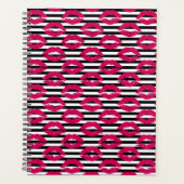 Lipstick Kus B&W Striped Patroon Planner (Voorkant)
