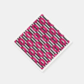 Lipstick Kus B&W Striped Patroon Servet (Hoek)