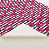 Lipstick Kus B&W Striped Patroon Sherpa Deken (3/4)