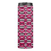 Lipstick Kus B&W Striped Patroon Thermosbeker (Achterkant)