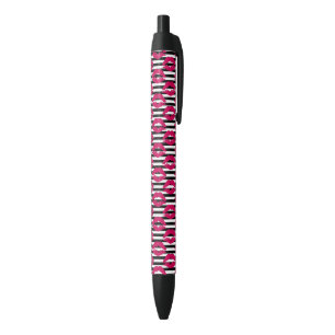 Lipstick Kus B&W Striped Patroon Zwarte Inkt Pen