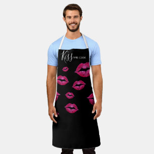 Lipstick kus de keuken voor het bakken van de kok schort
