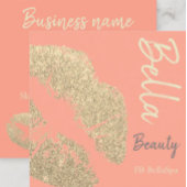 Lipstick kus print roze perzik goud beauty spa vierkante visitekaartje