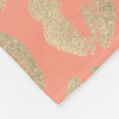Lipstick kus print roze perzik goud schoonheid fleece deken (Hoek)