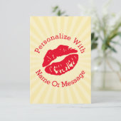 Lipstick Kus (rood) Platte Kaart Uitnodiging (Staand voorkant)