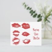 Lipstick Kusjes - Bewaar de datum Aankondigingskaart (Staand voorkant)