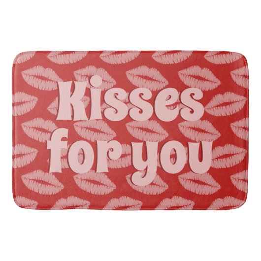 Lipstick Kusjes Rood en Roze Lippen Custom Badmat (Voorkant)