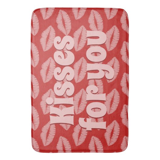 Lipstick Kusjes Rood en Roze Lippen Custom Badmat (Voorkant Verticaal)