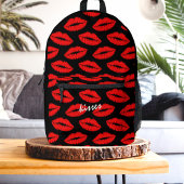 Lipstick Kusjes Zwarte en Rode Lip bedrukte rugzak