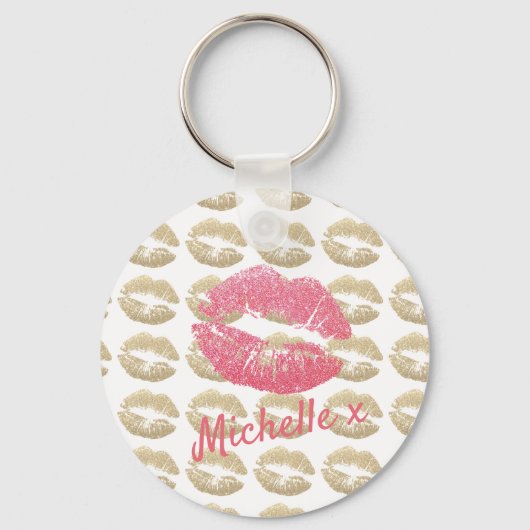 Lipstick Kussen Roze Goud Sleutelhanger (Voorkant)