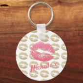 Lipstick Kussen Roze Goud Sleutelhanger (Voorkant)