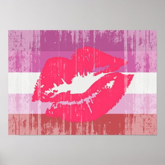 LIPSTICK LESBIAN PRIDE DISTRESSED DESIGN POSTER (Voorkant)