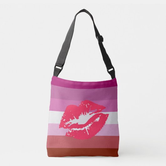 Lipstick Lesbian Pride Flag Crossbody Tas (Voorkant)